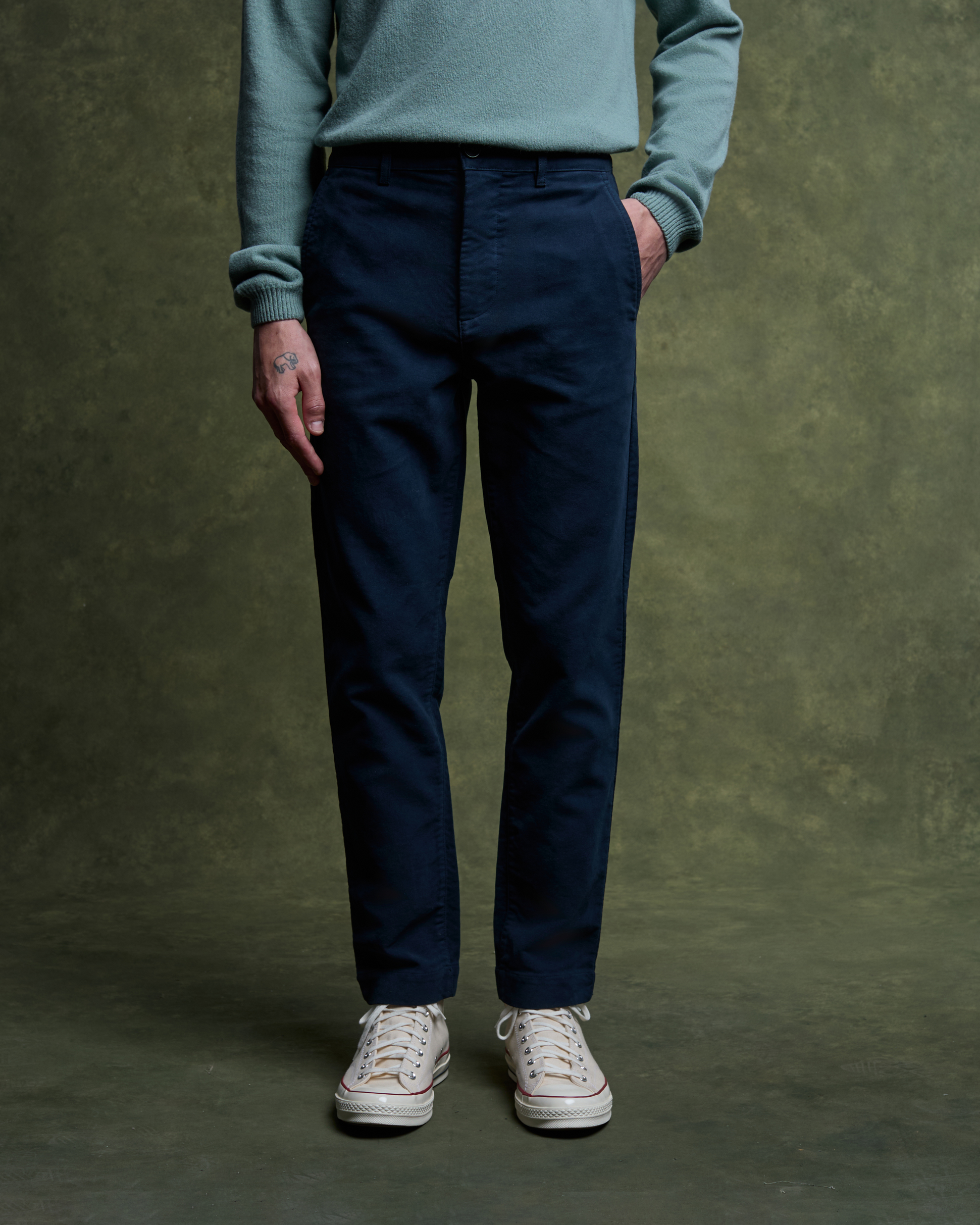 EMERSON Moleskin Chino - Bleu Denim