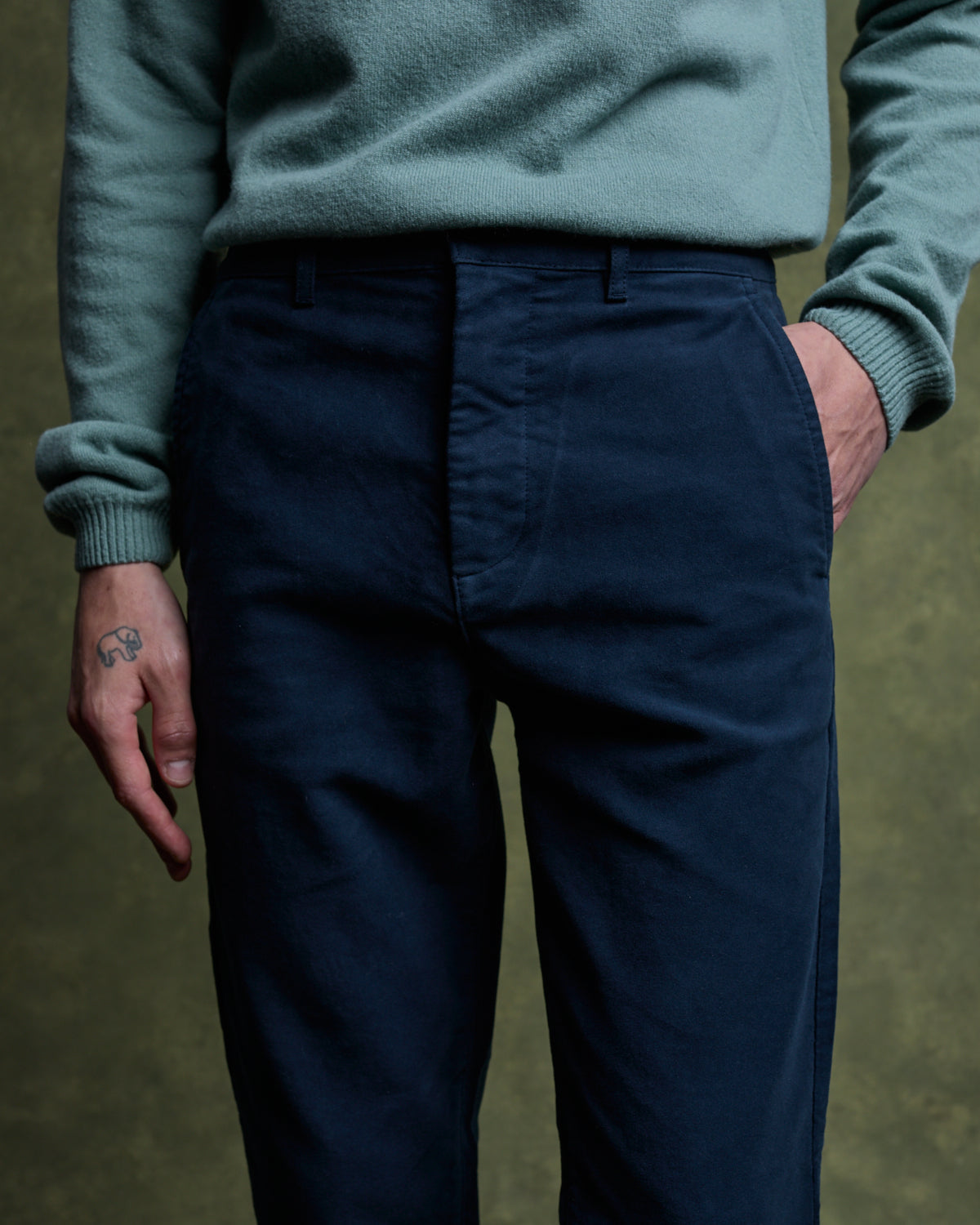 EMERSON Moleskin Chino - Bleu Denim