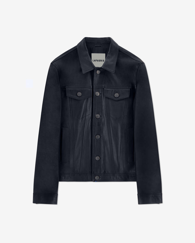 FINN Lambskin plunge Jacket - Noir Onyx