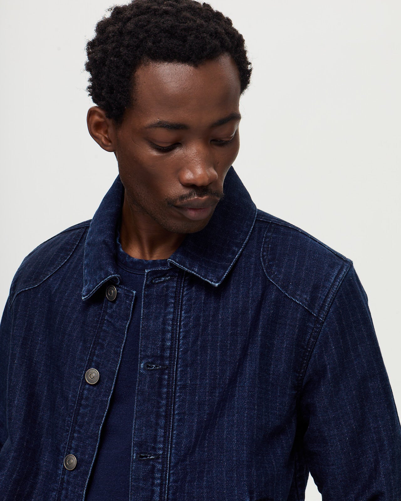 NELSON Jacket Indigo Stripes - Indigo Stone